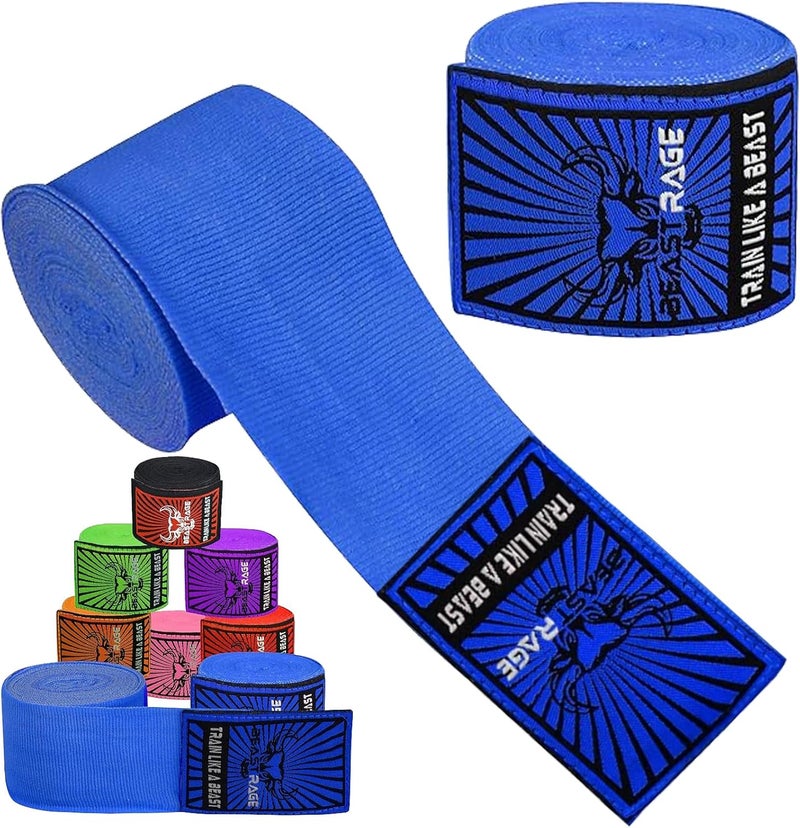 BEAST RAGE Boxing Hand Wraps for MMA Kickboxing Wrist Wraps Professional Adult 180" Semi-Elastic Martial Arts Inner Gloves Heavy Bag Handwraps Muay Thai Thumb Straps - Image 1